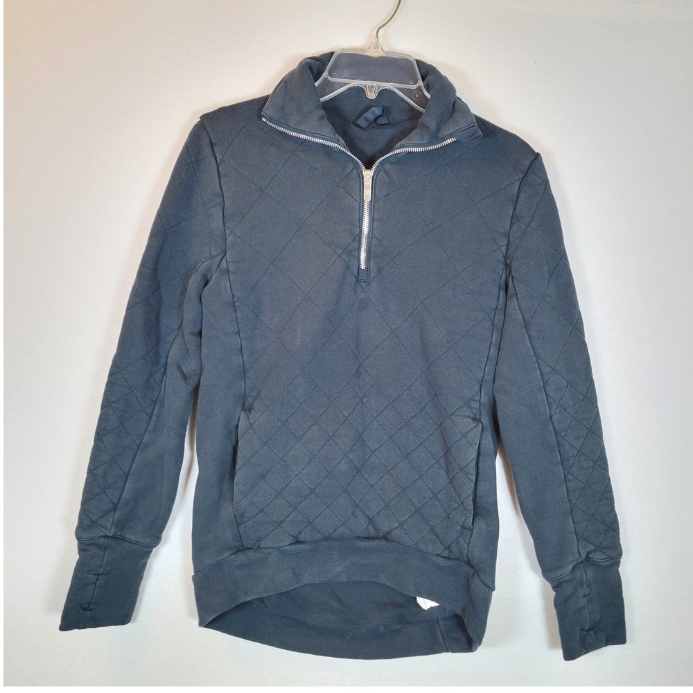 Lululemon Womens Forever Warm Quilted Zip Pullover Sweatshirt Size 2 Black